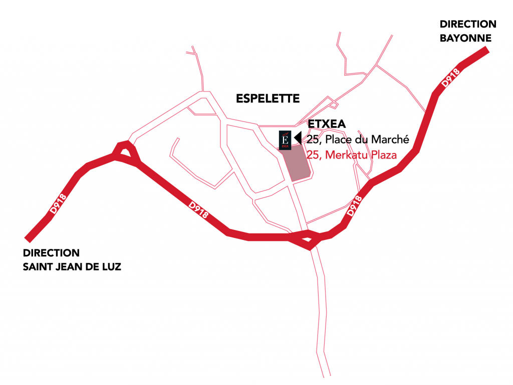 Carte indiquant l'adresse d'Etxea à Espelette